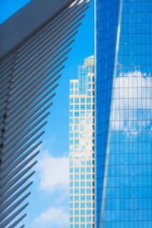 USA, New York State, New York City, Detail of office building facade