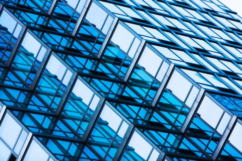 USA, New York State, New York City, Detail of office building facade