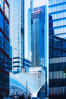 USA, New York, New York City, Glass skyscrapers