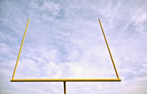 Low angle view of american football goal post