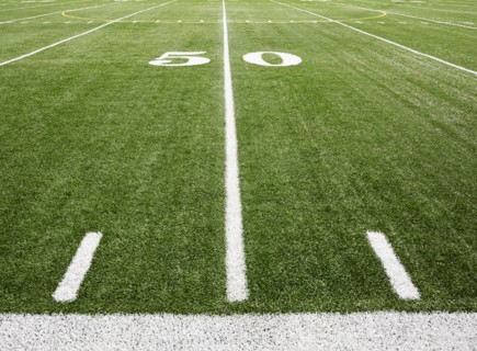 Football field marking of 50 yard line