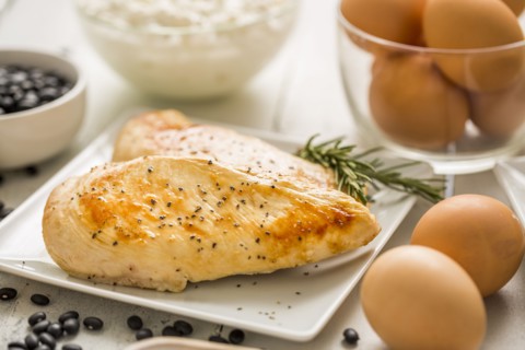 Grilled chicken meat on plate