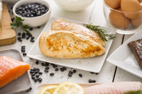 Grilled chicken meat on plate