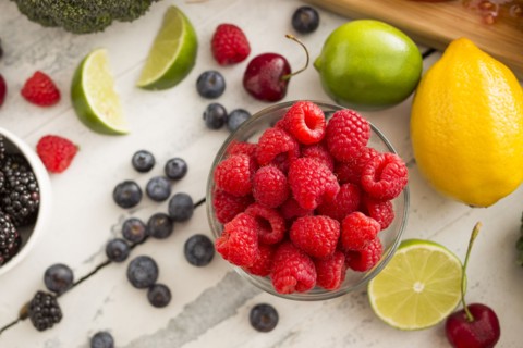 Fresh fruits on white background