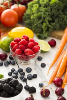 Various fresh fruits and vegetables