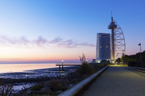 Portugal, Lisbon, Tower Vasco da Gama by Tagus River in Lisbon
