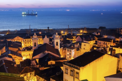 Portugal, Lisbon, Lisbon Old Town and Tagus River