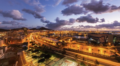 Spain, Canary Islands, Gran Canaria, Las Palmas, Panorama of Las Palmas