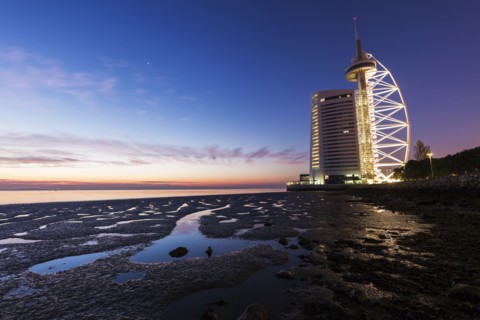 Portugal, Lisbon, Tower Vasco da Gama by Tagus River