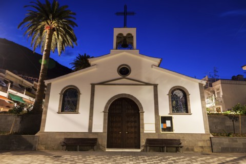 Spain, Canary Islands, Tenerife, Acantilados de los Gigantes, Holy Spirit Church in Acantilados de los Gigantes