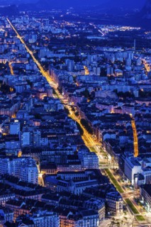 France, Auvergne-Rhone-Alpes, Grenoble, Grenoble panorama at evening