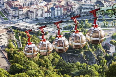 France, Auvergne-Rhone-Alpes, Grenoble, Grenoble-Bastille cable car