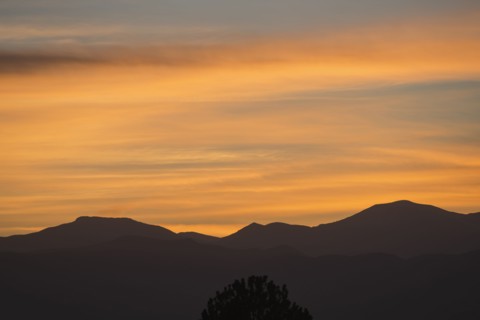 USA, Colorado, Denver, Romantic sky over mountain range