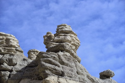 USA, New Mexico, Abiquiu, Low angle view of limestone rock formations