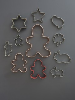 Studio shot of cookie cutters on grey background