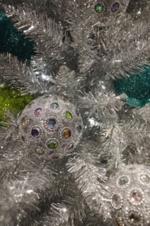 Detail of Christmas tree with decorations