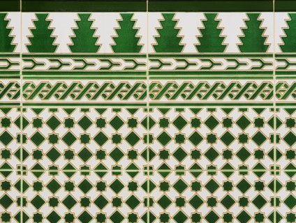 Cuba, Havana, Detail of green tiles