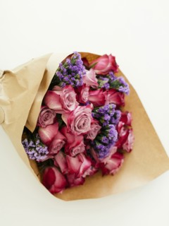 Bouquet wrapped in paper