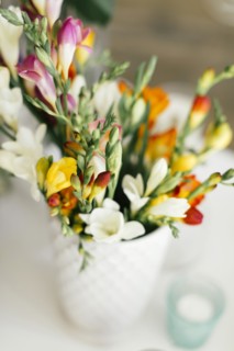 Bouquet in vase on table