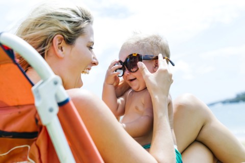 Mother and little son (18-23 months) having fun
