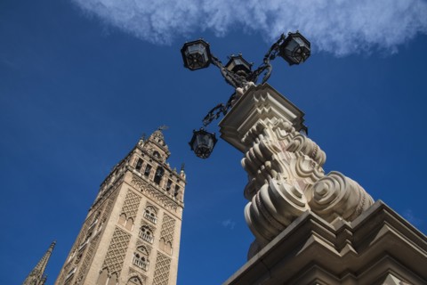 Spain, Seville, Plaza Virgin De Los Reyes, Tower of Giralda