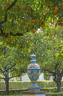 Spain, Seville, Maria Luisa Park, Ornate statue in park
