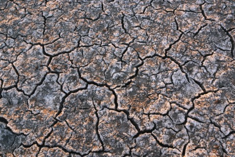 High angle view of cracked desert