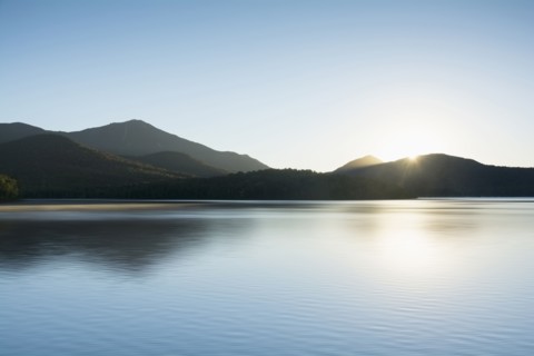 USA, New York State, St Armand, Lake Placid at sunrise