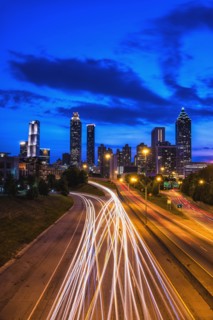 USA, Georgia, Atlanta, City skyline at dusk