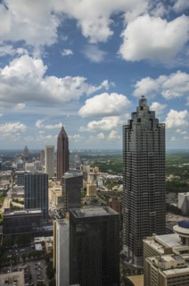 USA, Georgia, Atlanta, Cityscape with skyscrapers in foreground