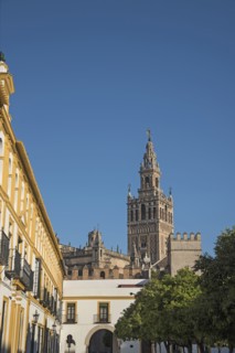 Spain, Andalusia, Seville, La Giralda bell tower of Seville cathedral