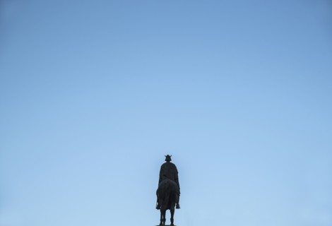 Spain, Andalusia, Seville, Plaza Nueva, Equestrian monument of king Ferdinand III