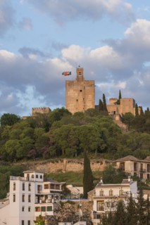Spain, Andalusia, Granada, Palace of Alhambra on hill