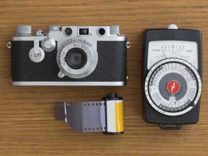 Vintage camera with film