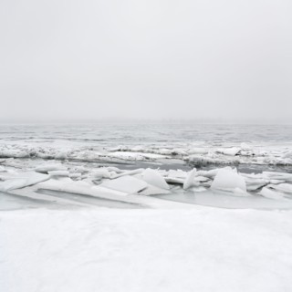 Ukraine, Dnepropetrovsk region, Dnepropetrovsk city, Frozen river with lumps of ice