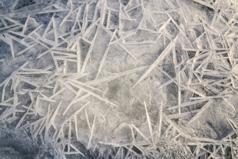 Ukraine, Dnepropetrovsk region, Dnepropetrovsk city, Ice patterns on frozen river