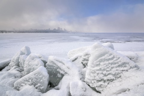 Ukraine, Dnepropetrovsk region, Dnepropetrovsk city, Lumps of ice