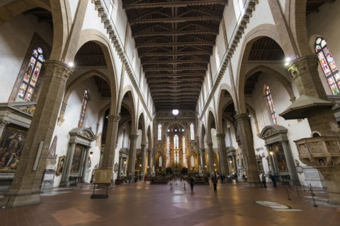 Italy, Tuscany, Florence, Interior of Basilica of the Holy Cross