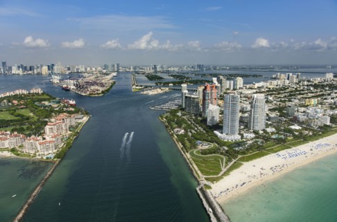 USA, Florida, Miami, Aerial view of city and canals