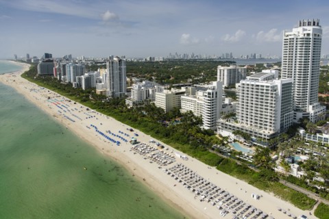 USA, Florida, Miami, Aerial view of coastal city