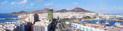 Spain, Canary Islands, Gran Canaria, Las Palmas in panoramic view
