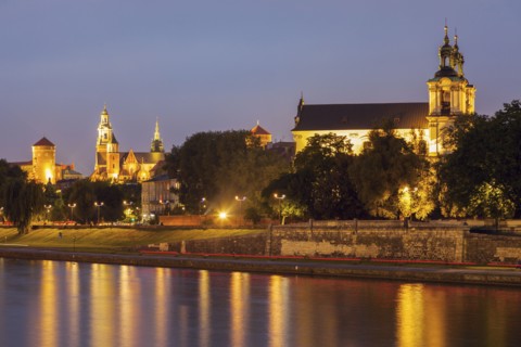 Poland, Lesser Poland, Krakow, Church on Rock and Wawel Hill