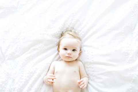Portrait of baby girl (6-11 Months) directly above