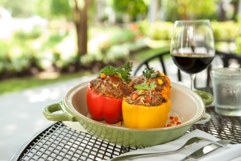 Stuffed peppers in bowl