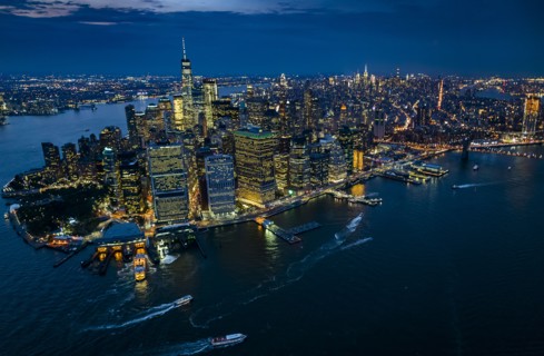 USA, New York, New York City, City lights at night