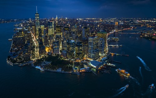 USA, New York, New York City, City lights at night