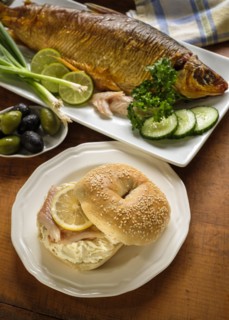 Sandwich with whitefish and cream cheese