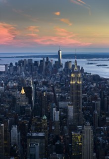 USA, New York, New York City, City at dusk