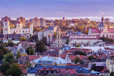 Vilnius, Lithuania, Cityscape at sunrise