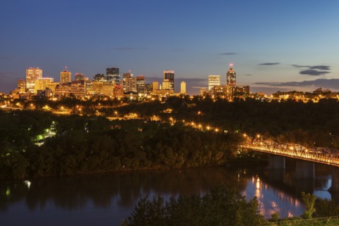 Canada, Alberta, Edmonton, Cityscape at dusk